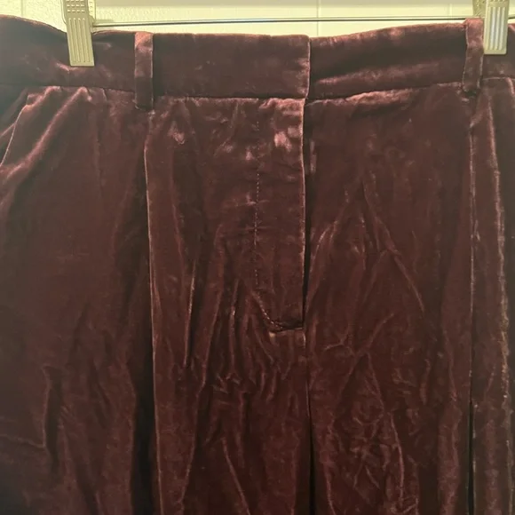 Pleated Tapered Pants in Velvet
Size 12 burgundy
Loft brand - Picture 4 of 8